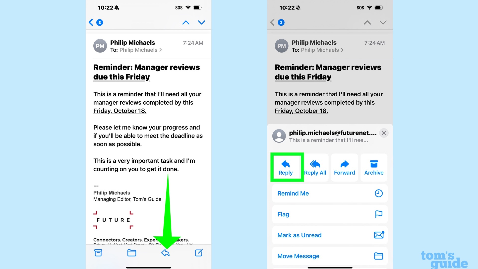 iPhone showing Apple Mail app with AI powered search and Smart Reply features in iOS 27